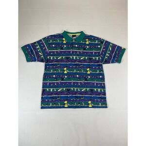 VINTAGE 90s Jantzen Hypergolfer Polo Shirt‎ Mens L All Over Print Golfer